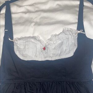 Kitteny Black and White Lace Up Mini Dress